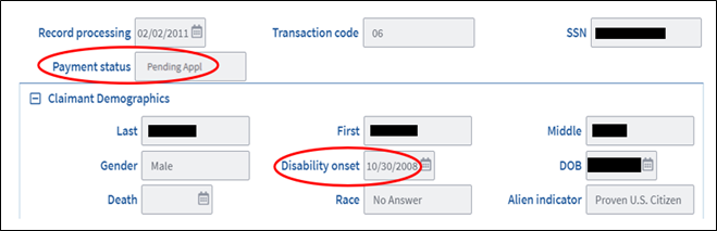 Disability Onset Date Pending